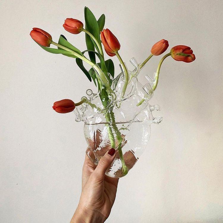 Seletti Love in Bloom vaso in vetro cuore - Myho