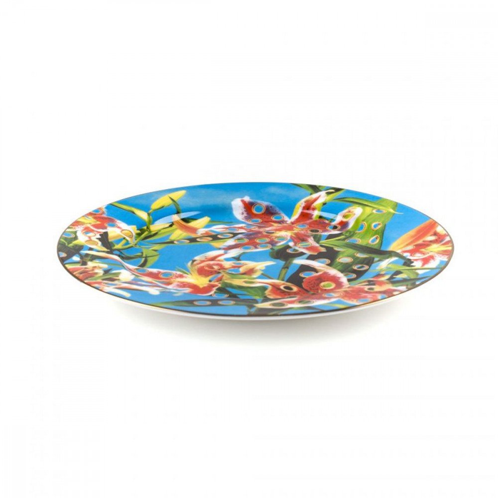 Seletti Toiletpaper new piatto in porcellana fiori bordo oro - immagine 2