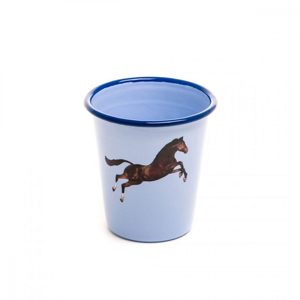 Seletti Toiletpaper bicchiere in metallo smaltato cavallo