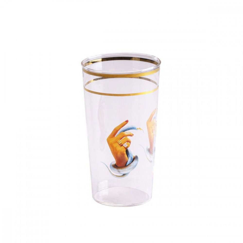 Seletti Toiletpaper bicchiere in vetro - Hands with Snakes