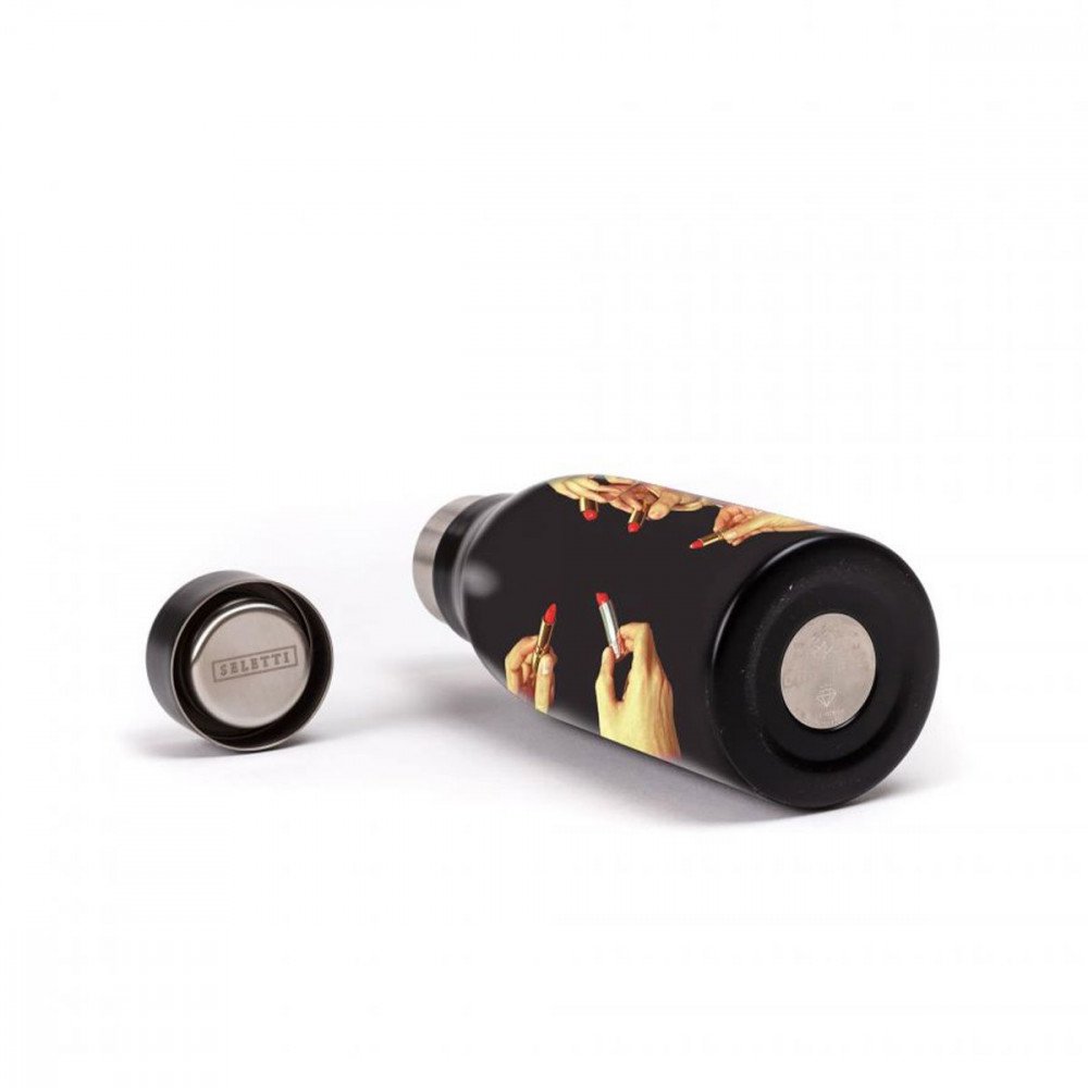 Seletti Toiletpaper bottiglietta termica 500ml Rossetti nera - immagine 2