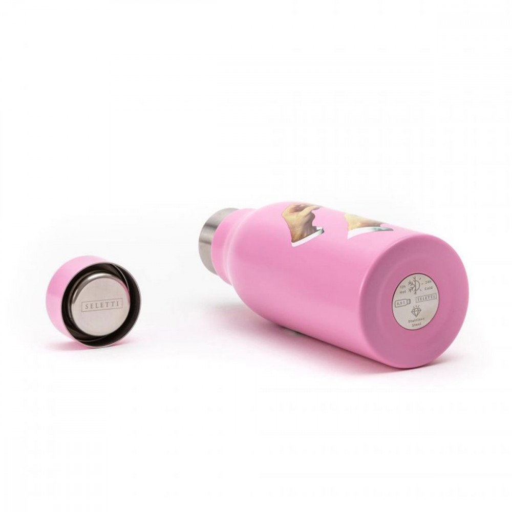 Seletti Toiletpaper bottiglietta termica 500ml Rossetti rosa - immagine 2