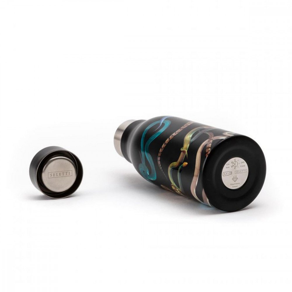 Seletti Toiletpaper bottiglietta termica 500ml Snakes Black - immagine 2