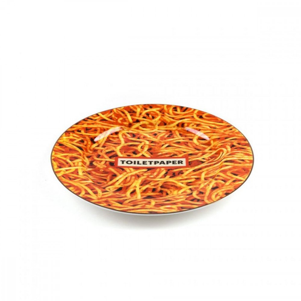 Seletti Toiletpaper new piatto in porcellana spaghetti bordo oro - immagine 2