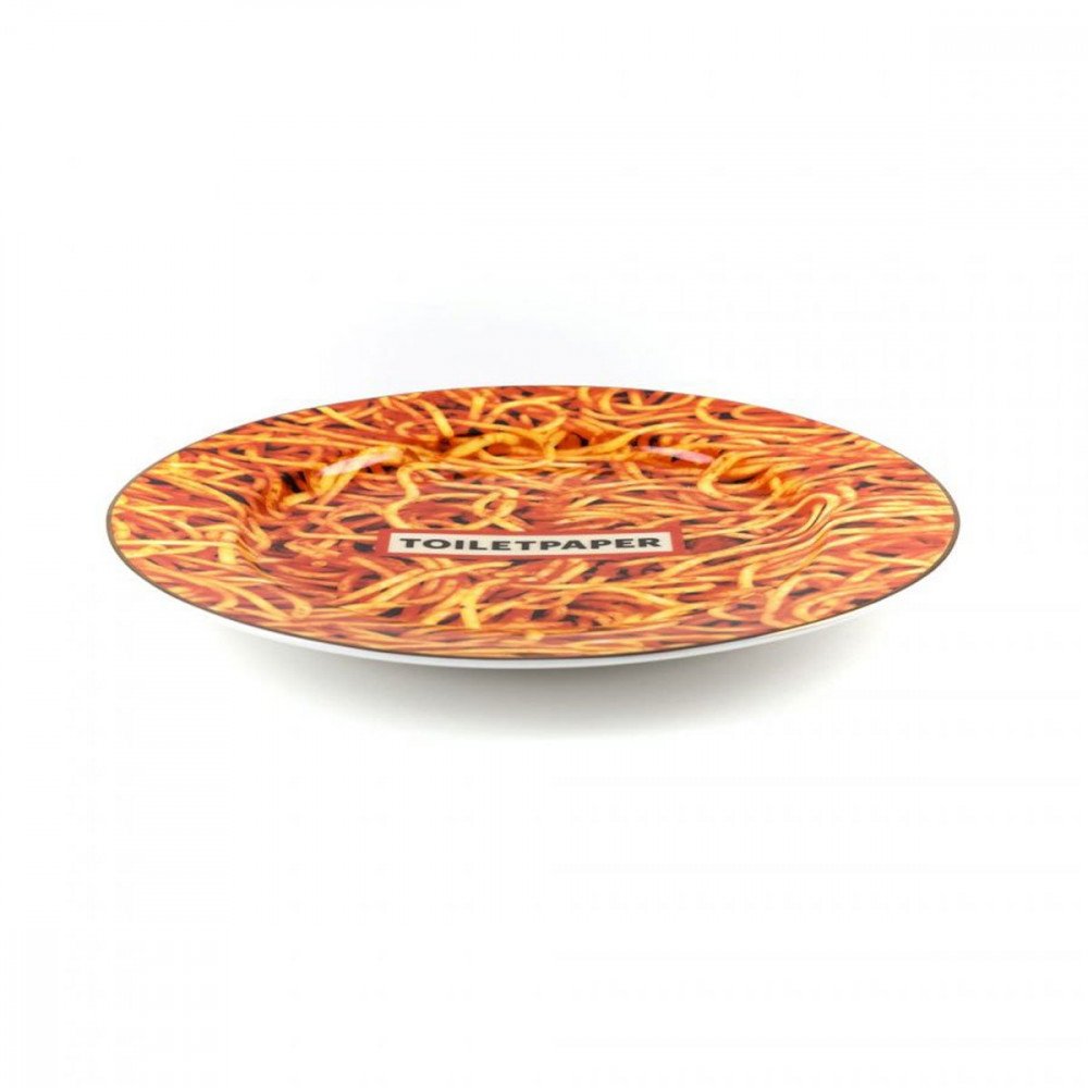Seletti Toiletpaper new piatto in porcellana spaghetti bordo oro - immagine 3