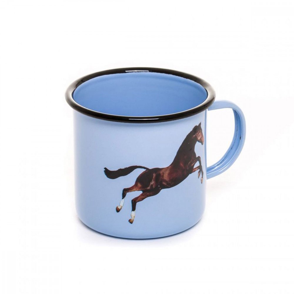 Seletti Toiletpaper tazza in metallo smaltato cavallo