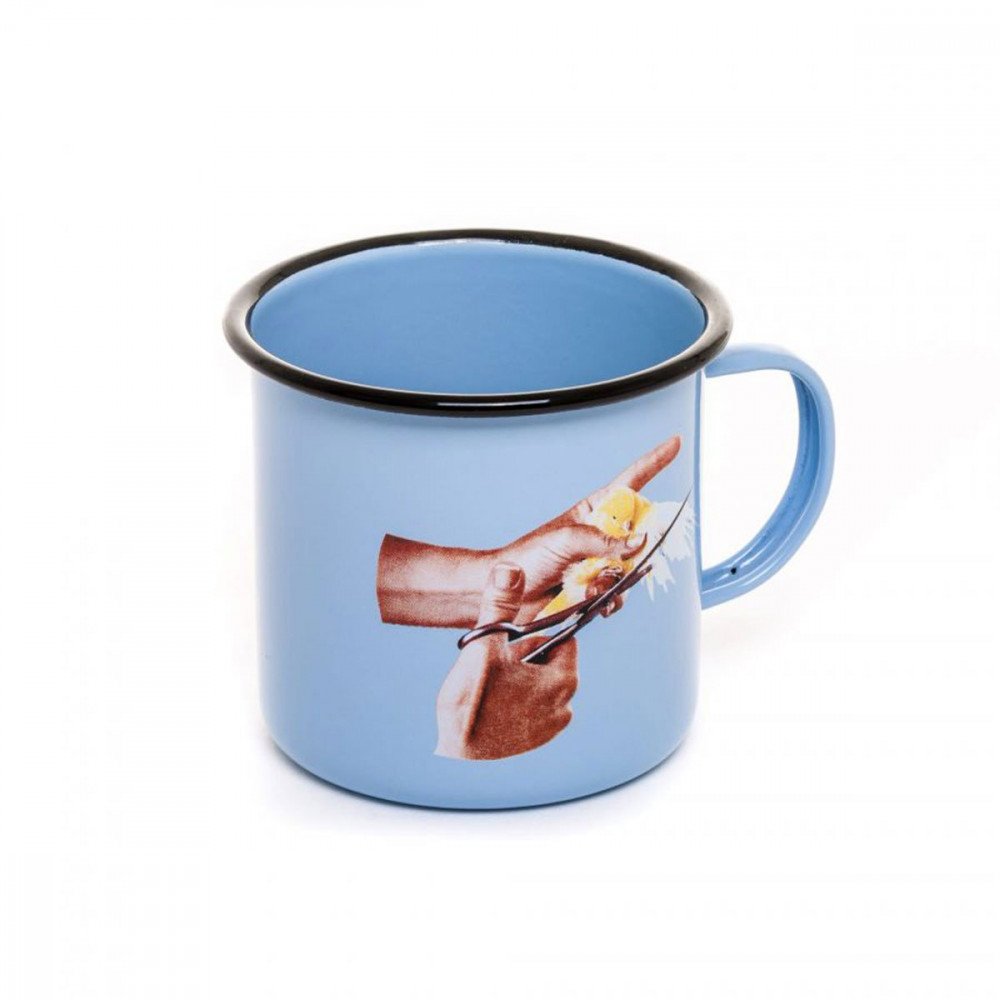 Seletti Toiletpaper tazza in metallo smaltato uccellino
