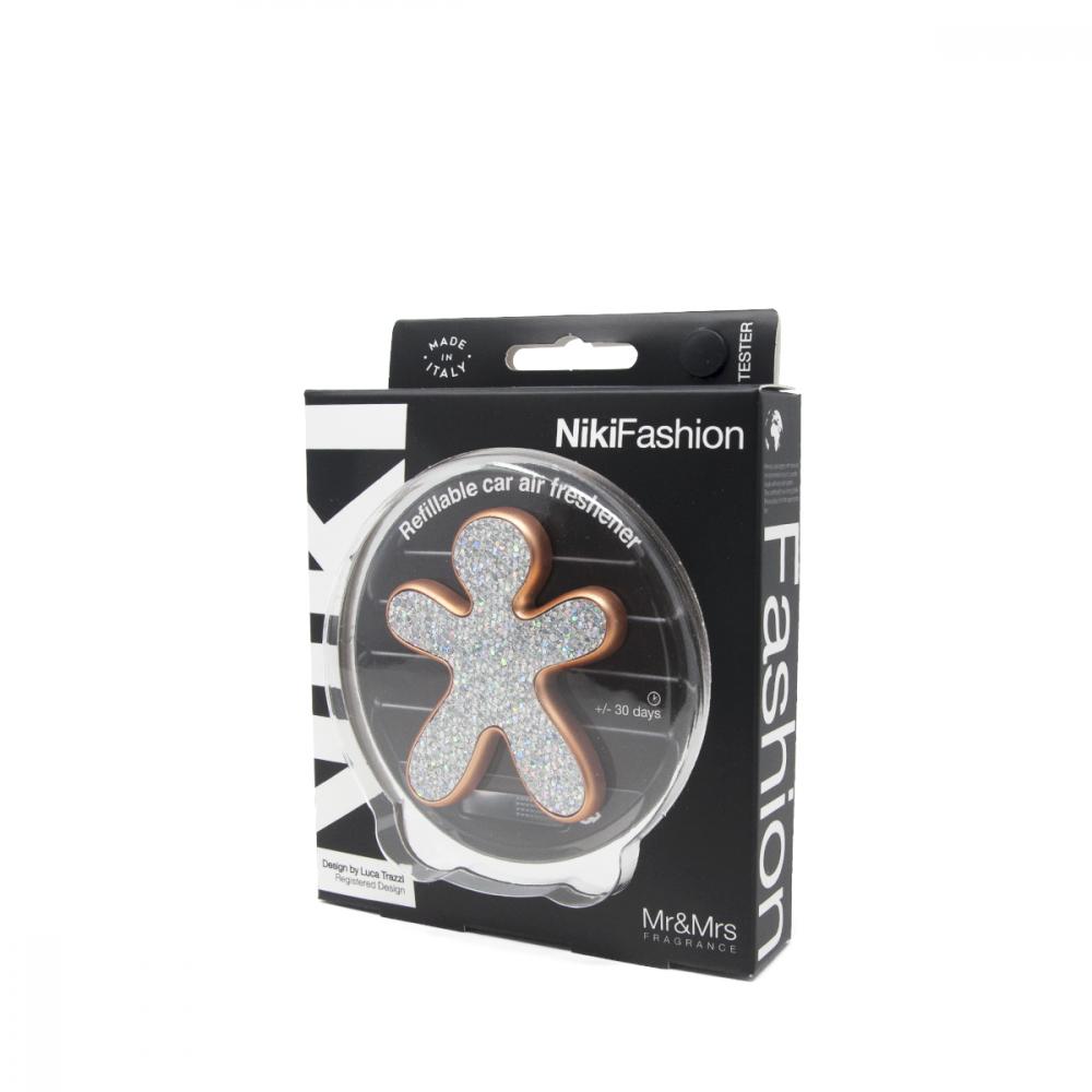 Mr&Mrs Fragrance Profumatore per auto ricaricabile Niki Fashion Glitter Silver Vanilla e Patchouli - immagine 3