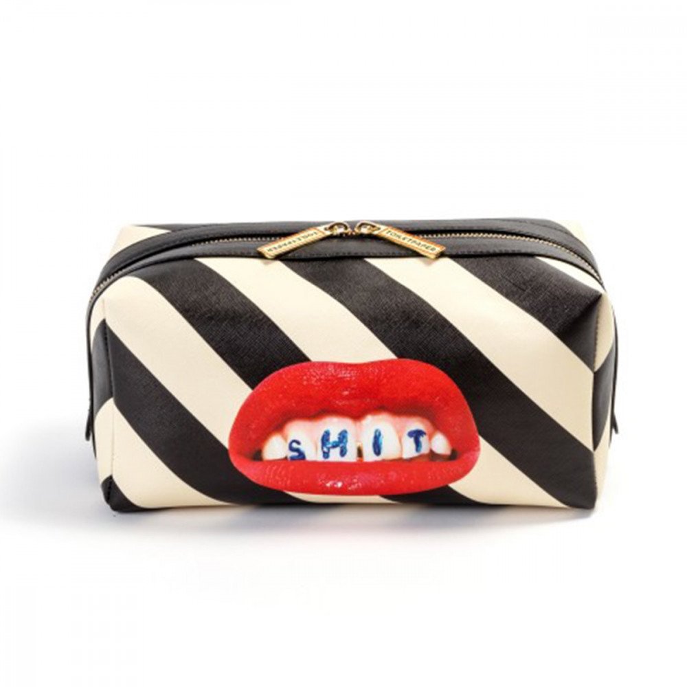 Seletti Toiletpaper Washbag Stripes Shit