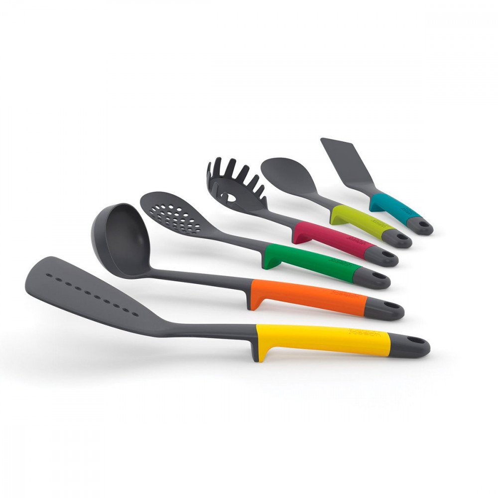 Joseph Joseph Set di 6 utensili con dispositivo di appoggio integrato- multicolore