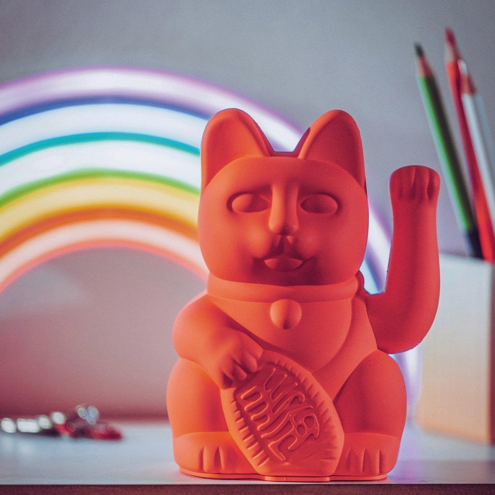 Donkey Maneki Neko Lucky Cat Neon Orange - immagine 2