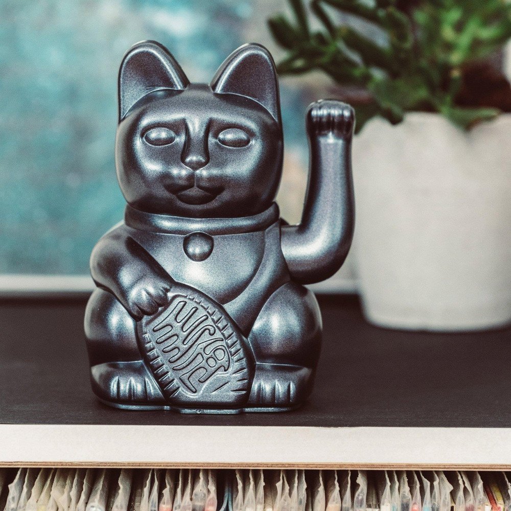 Donkey Maneki Neko Lucky Cat Metallic Grey - immagine 2