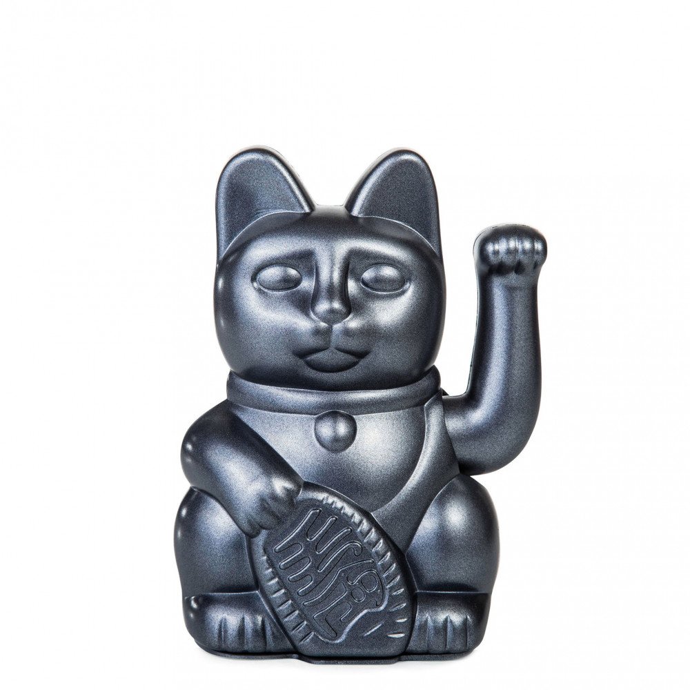 Donkey Maneki Neko Lucky Cat Metallic Grey