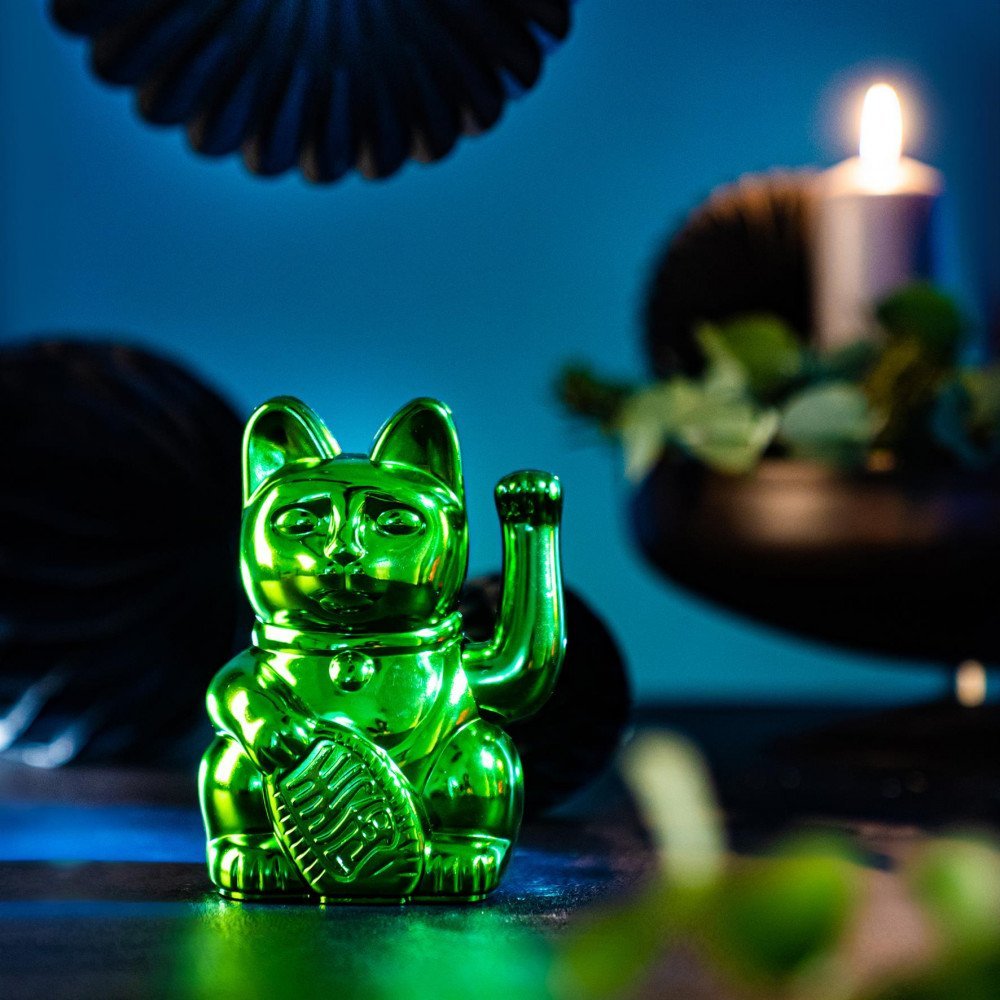 Donkey Maneki Neko Lucky Cat Glossy Green - immagine 2