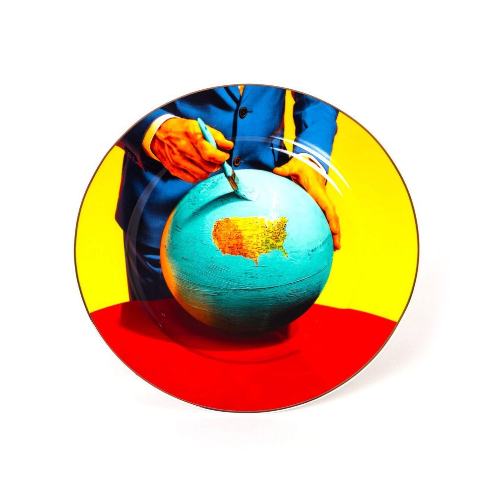 Seletti Toiletpaper piatto in porcellana Globe