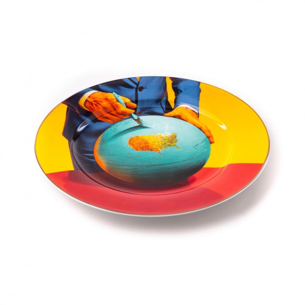 Seletti Toiletpaper piatto in porcellana Globe - immagine 2