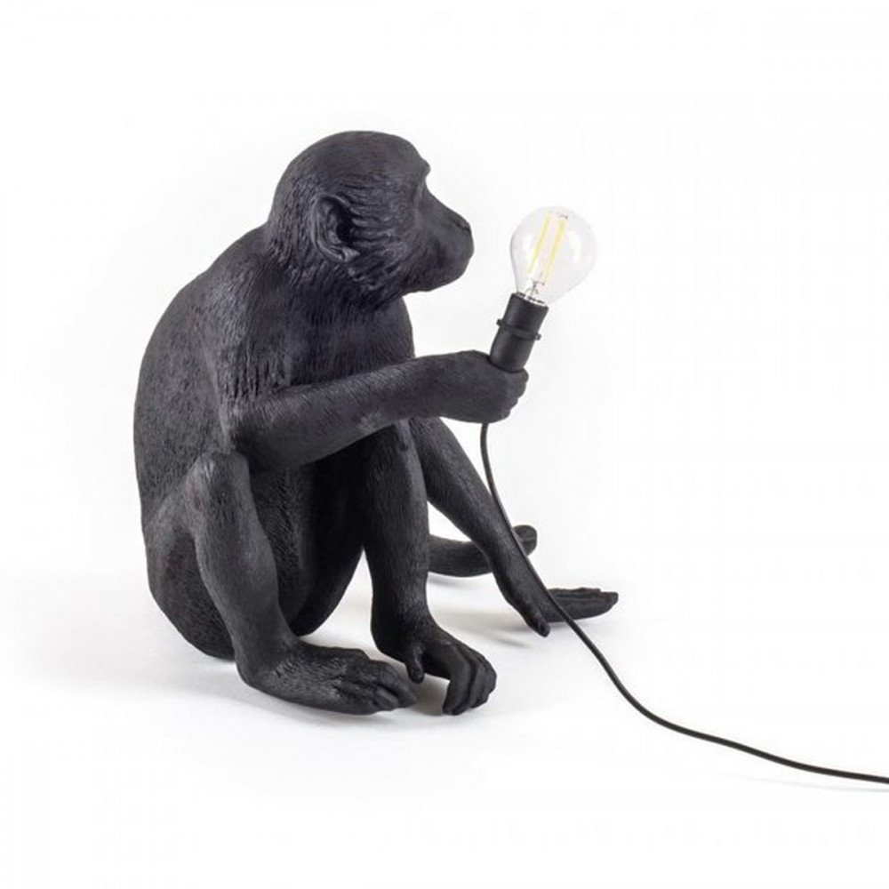 Seletti Lampada monkey lamp nera seduta - immagine 3