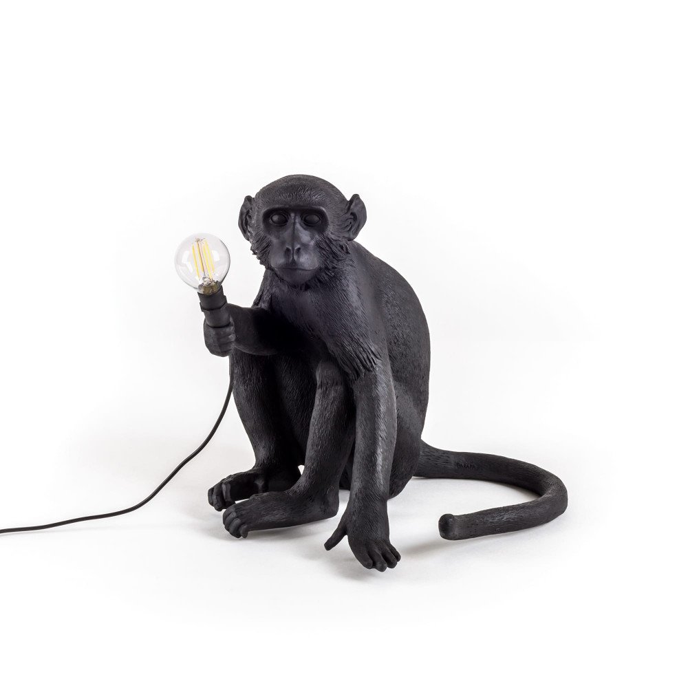 Seletti Lampada monkey lamp nera seduta