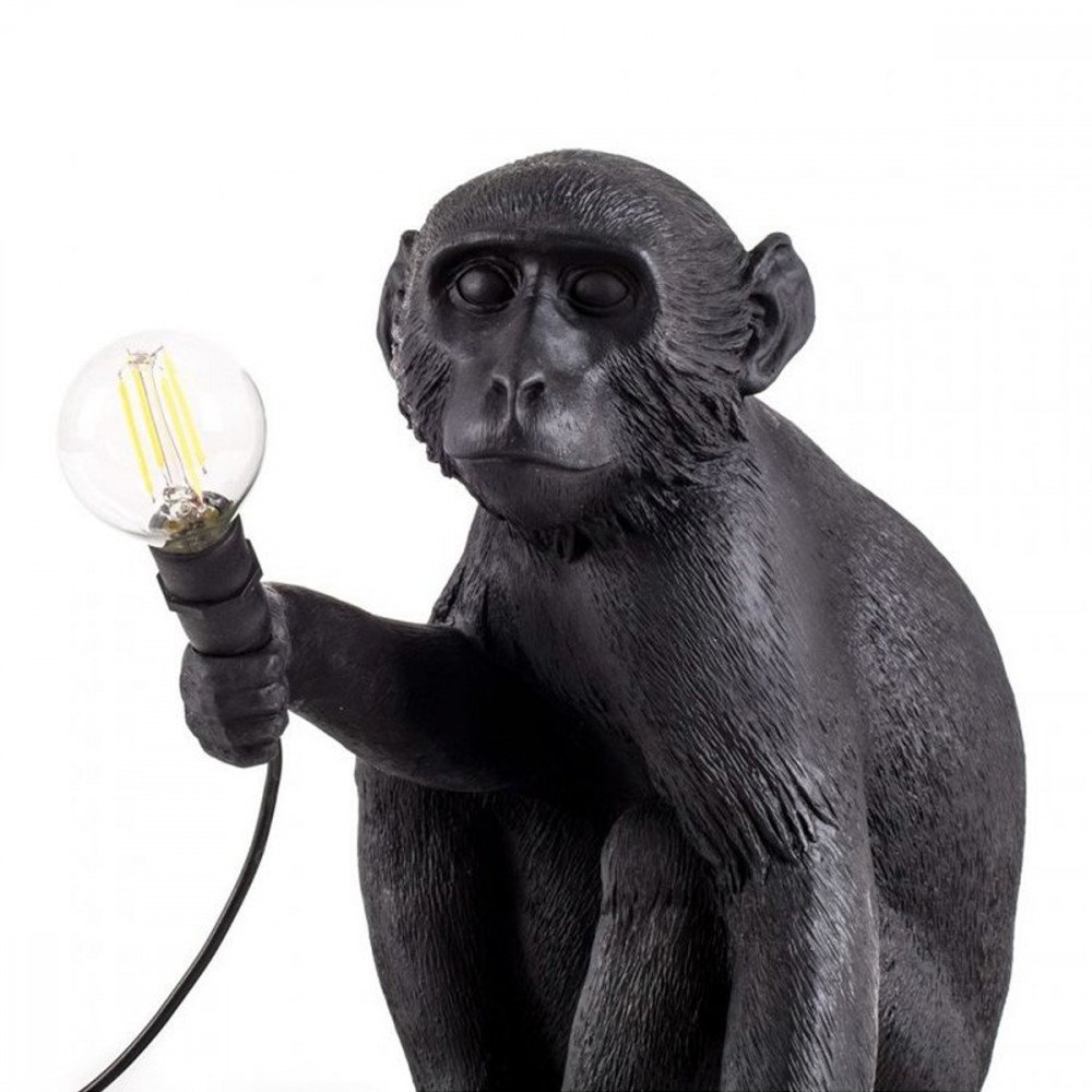 Seletti Lampada monkey lamp nera seduta - immagine 2