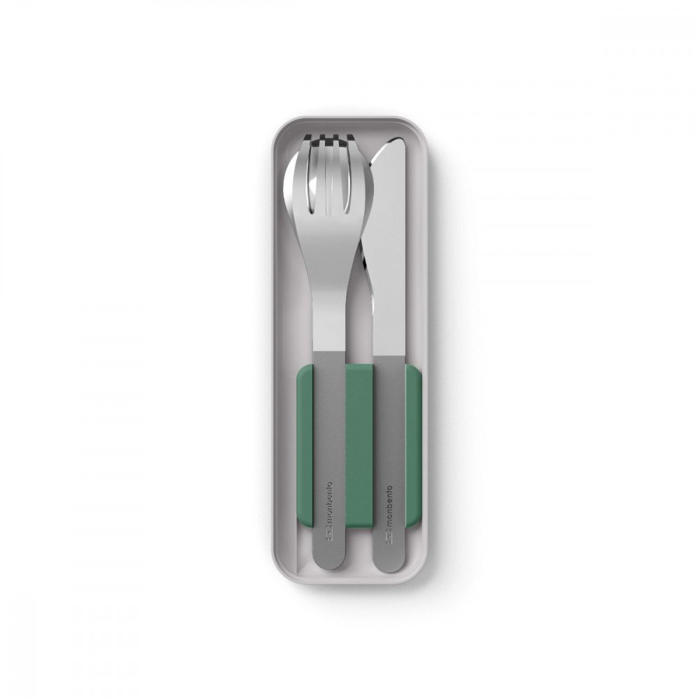 Monbento - Posate Slim Box in Acciaio Inox Natural Green - immagine 2
