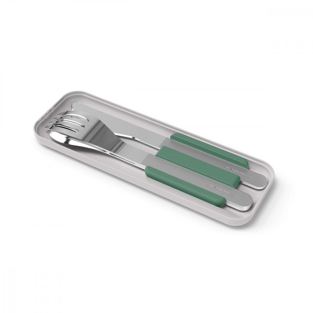 Monbento - Posate Slim Box in Acciaio Inox Natural Green