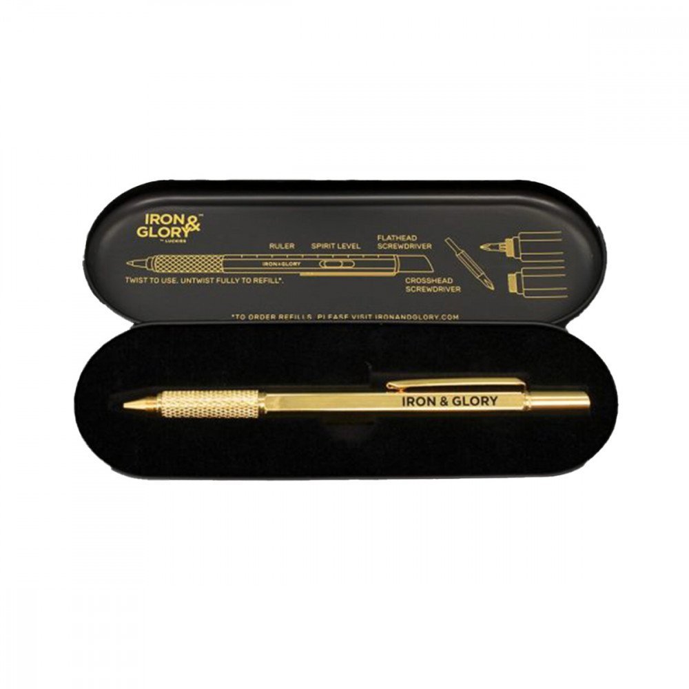 Iron & Glory by Luckies - The Write Tool penna oro con livella