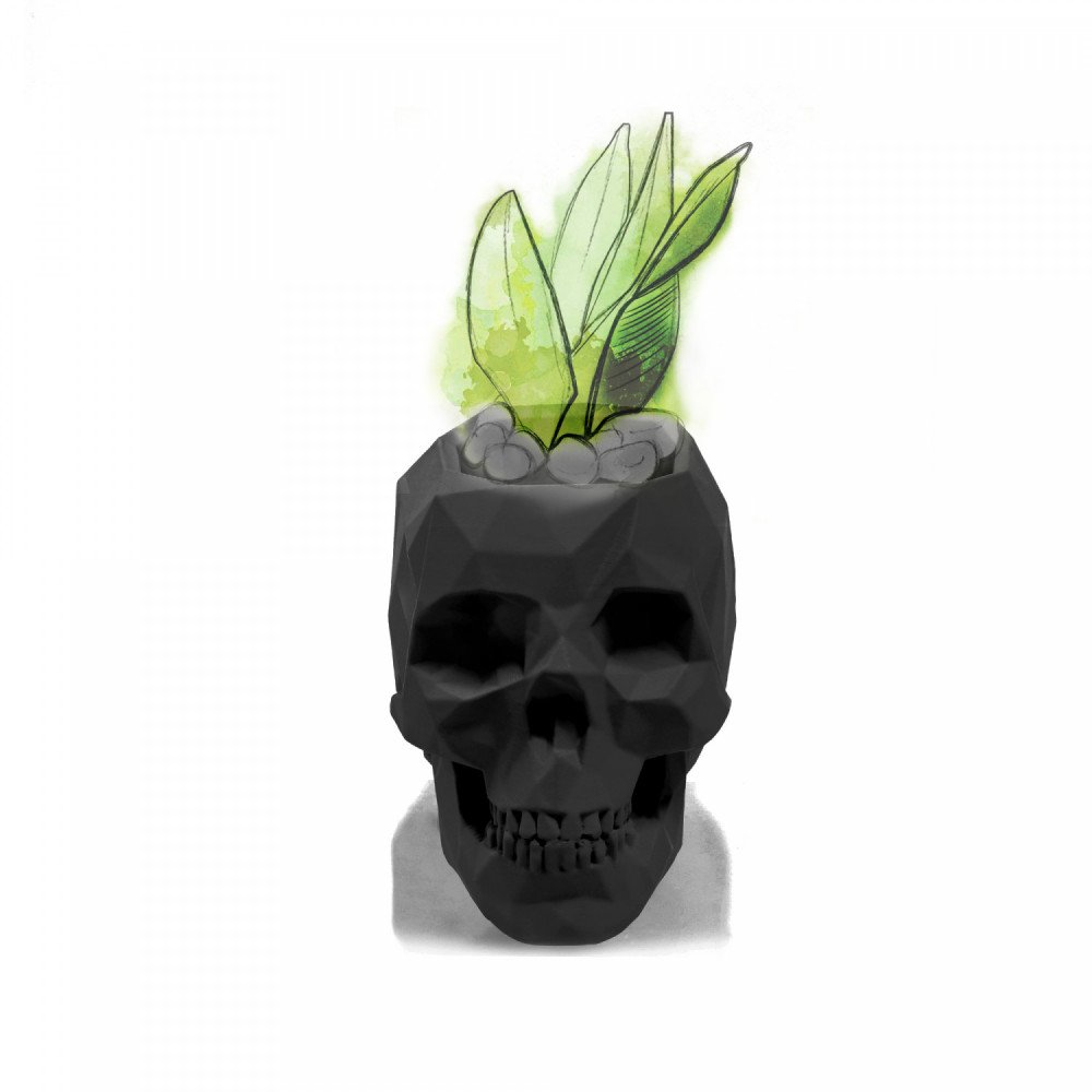 Concrette Vaso Skull nero piccolo