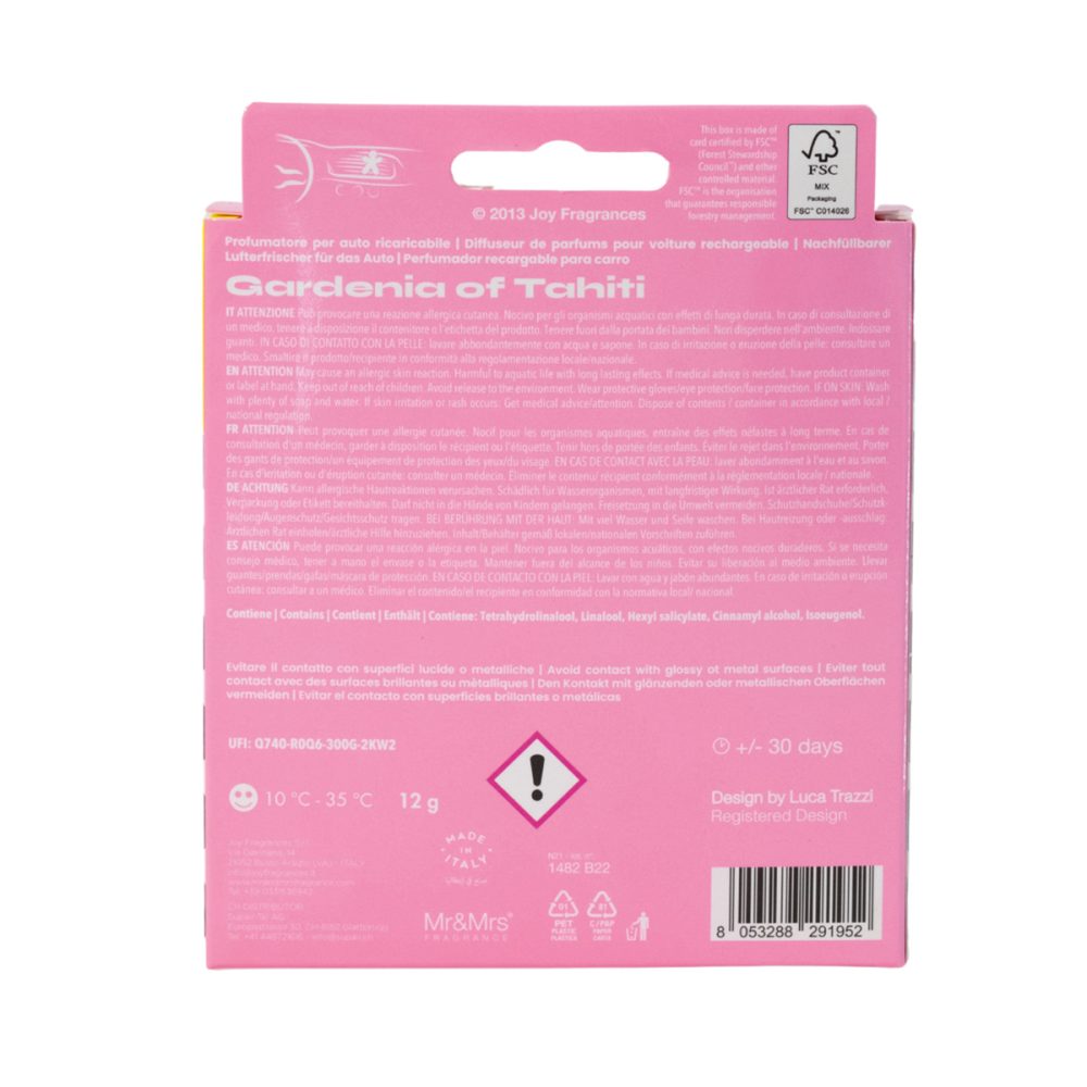 Mr&Mrs Fragrance Niki Fucsia Chrome Gardenia of Tahiti Profumatore per auto ricaricabile - immagine 3