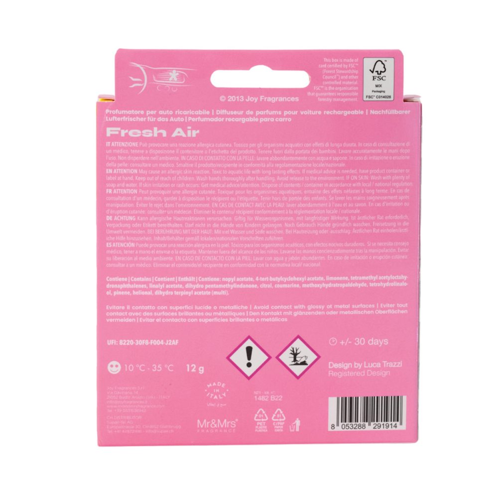 Mr&Mrs Fragrance Niki Silver Soft Touch Fresh Air Profumatore per auto ricaricabile - immagine 3