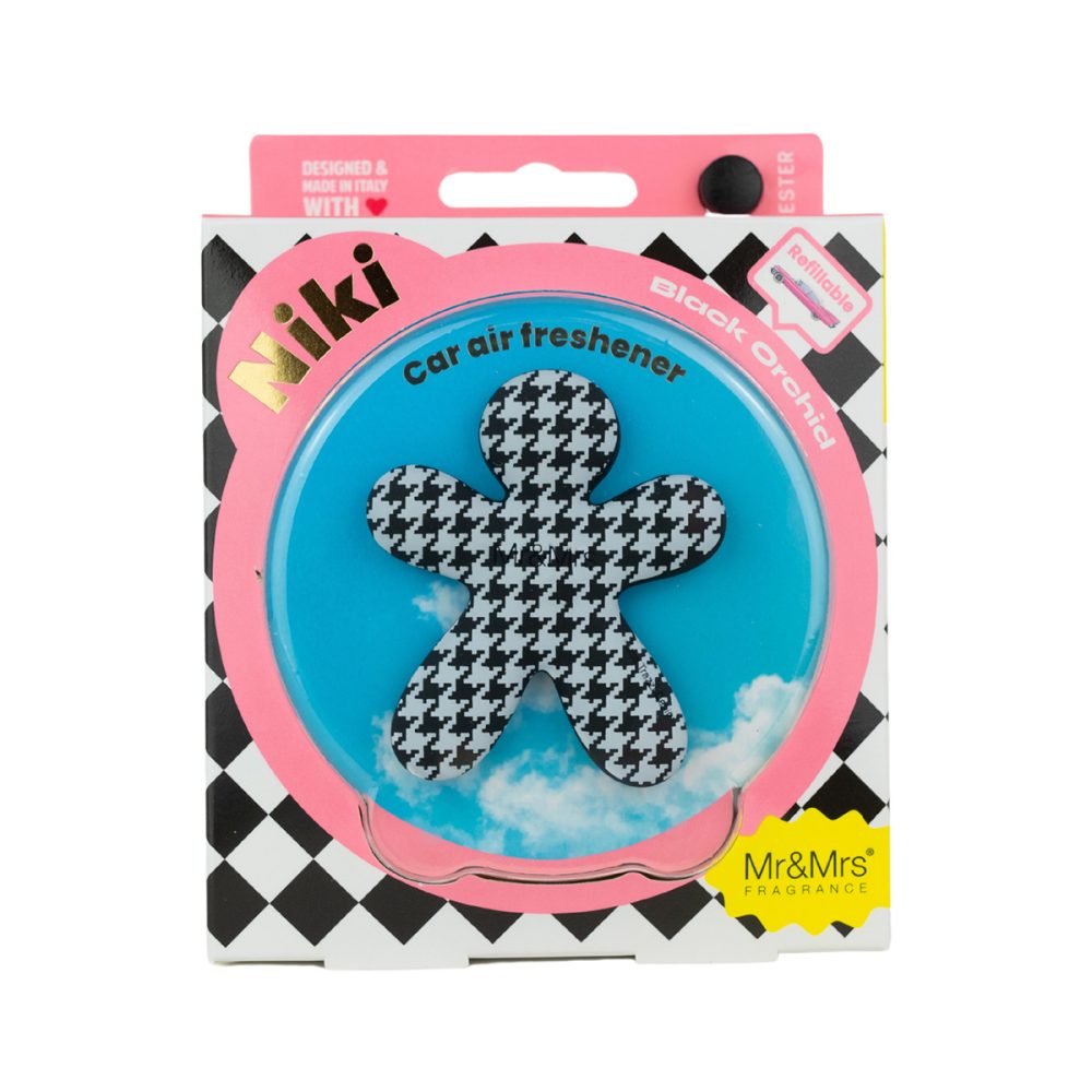 Mr&Mrs Fragrance Niki Pied de Poule b&w Black Orchid Profumatore per auto ricaricabile - immagine 2