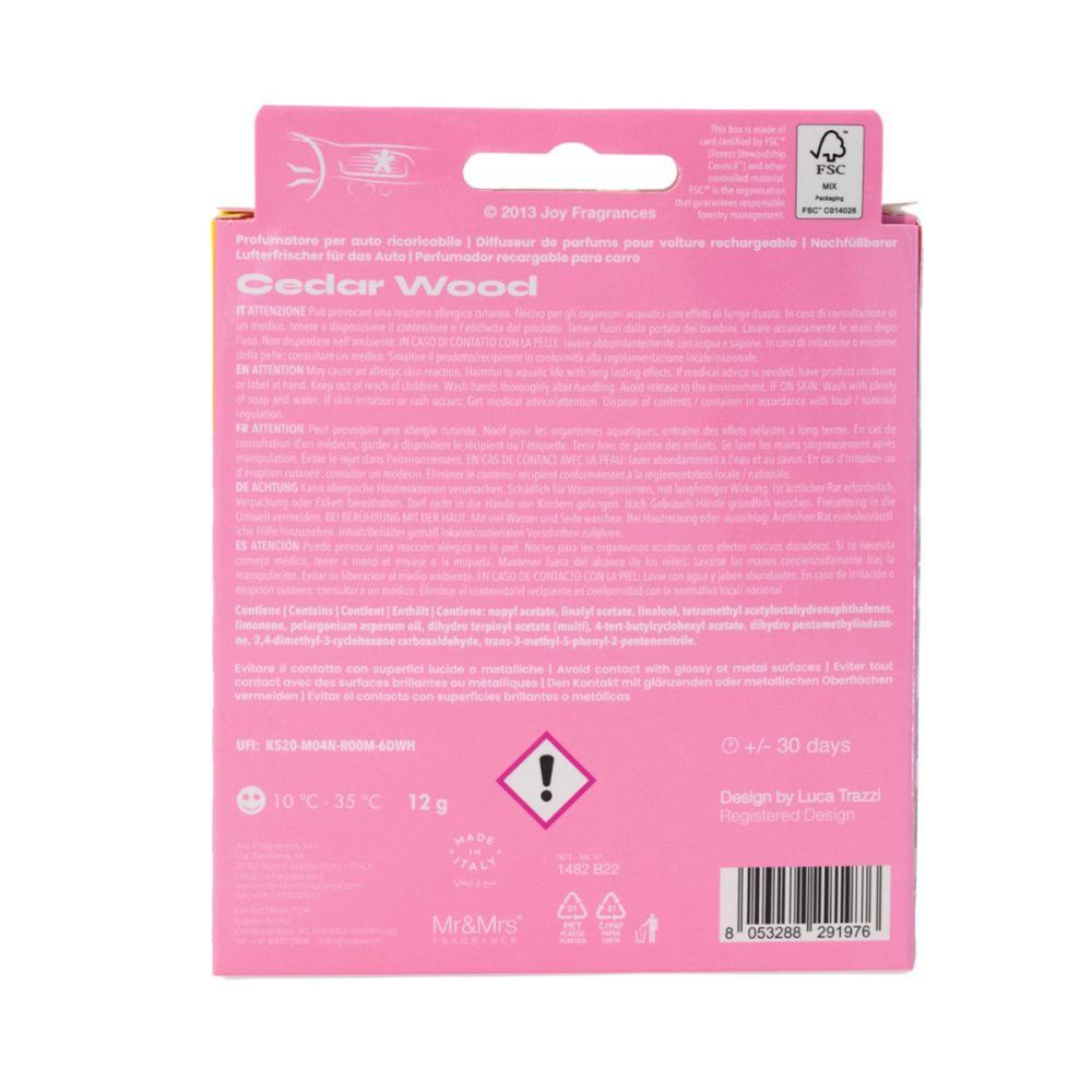 Mr&Mrs Fragrance Niki Rose Gold Cedar Wood Profumatore per auto ricaricabile - immagine 3