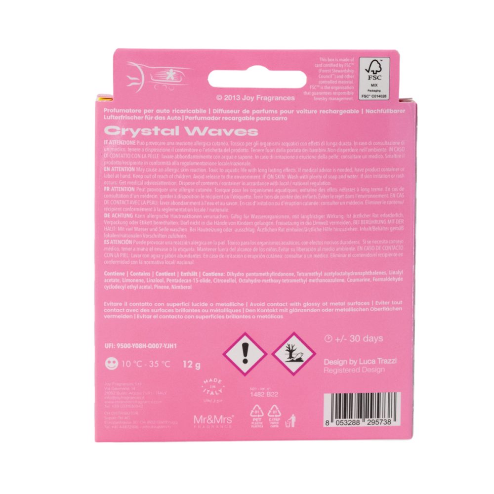 Z Mr&Mrs Fragrance Niki Glitter White Crystal Waves Profumatore per auto ricaricabile - immagine 3