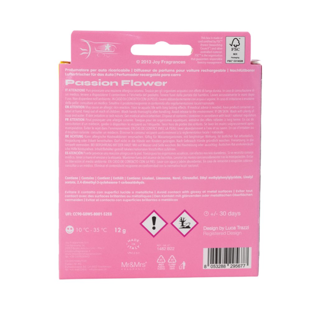 Z Mr&Mrs Fragrance Niki Iride Pink Passion Flower Profumatore per auto ricaricabile - immagine 3