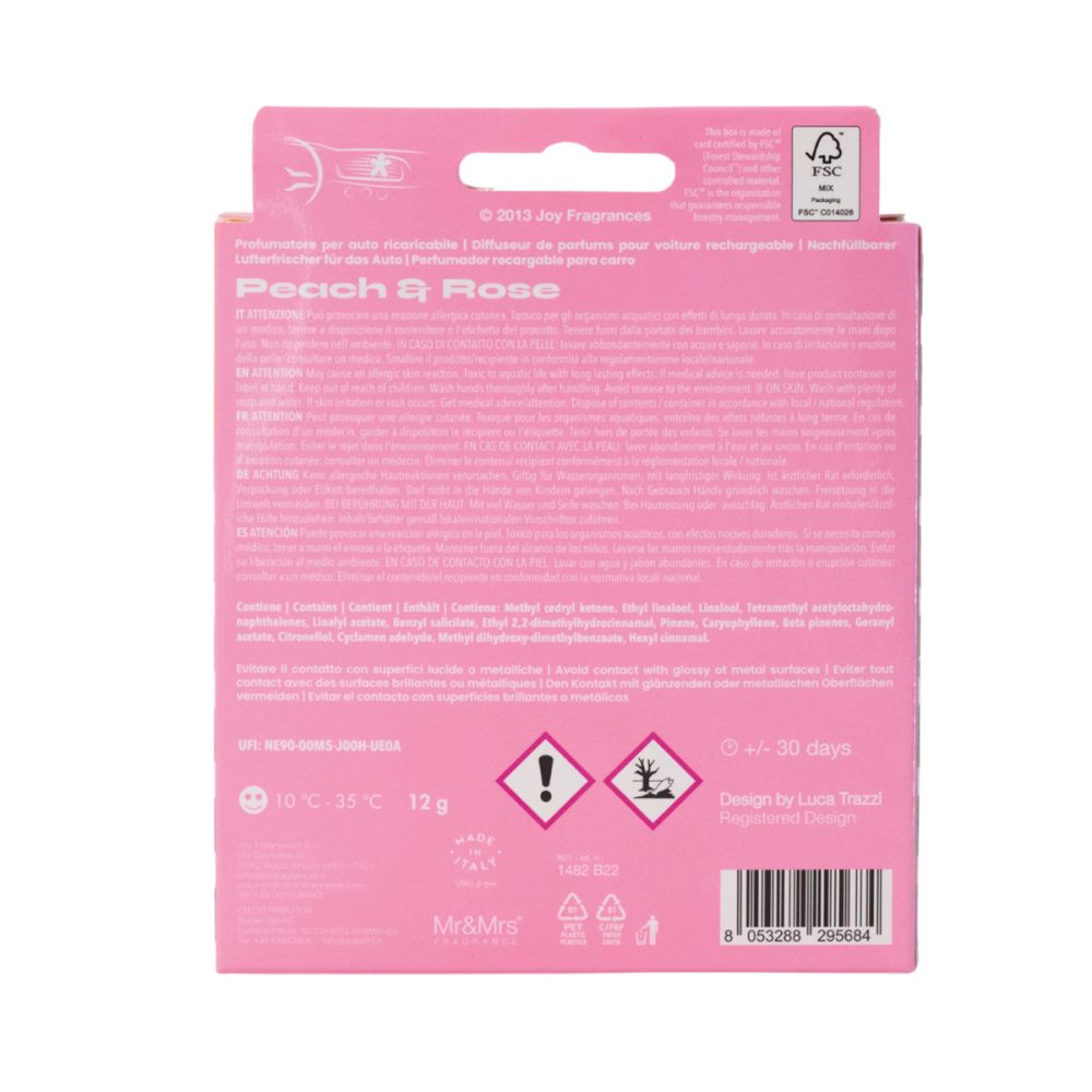 Mr&Mrs Fragrance Niki Pied de Poule Pink Peach and Rose Profumatore per auto ricaricabile - immagine 3