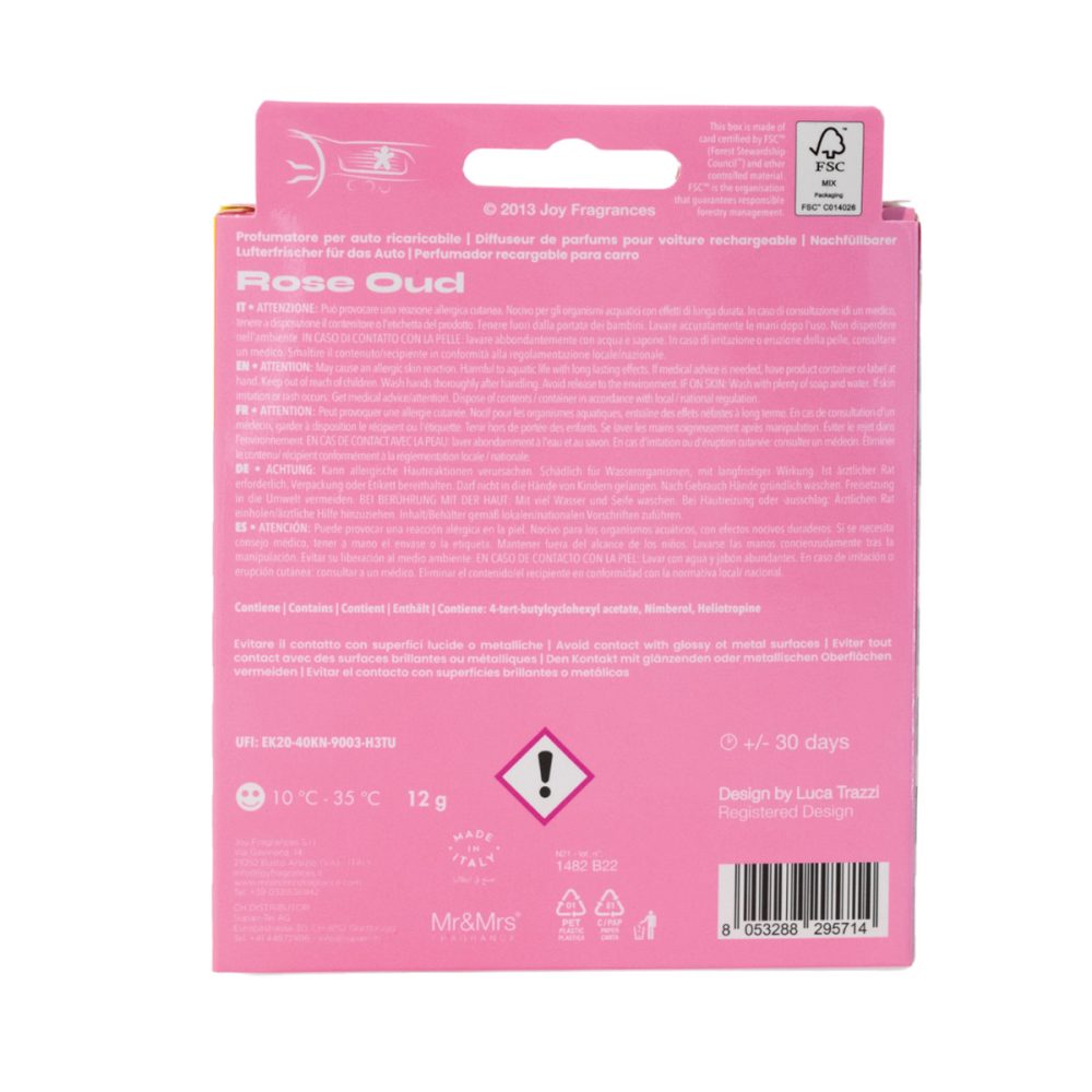 Mr&Mrs Fragrance Niki Gold Rose Oud Profumatore per auto ricaricabile - immagine 3