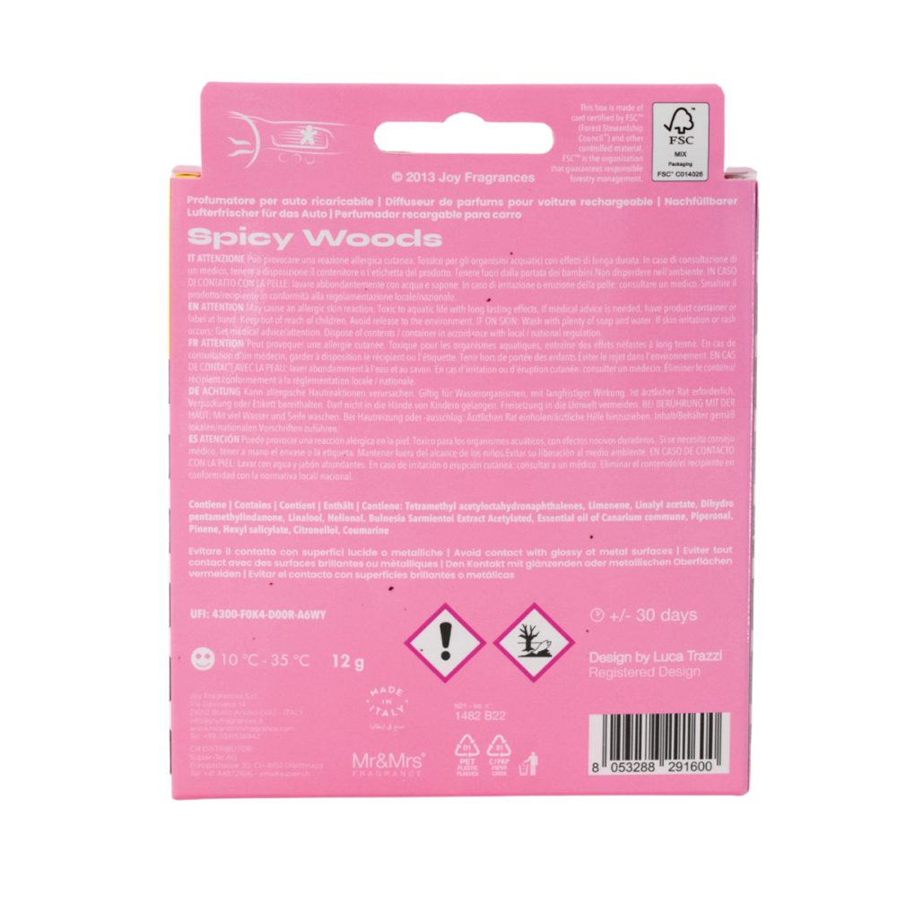 Mr&Mrs Fragrance Niki Camouflage Millitary Spicy Woods Profumatore per auto ricaricabile - immagine 3