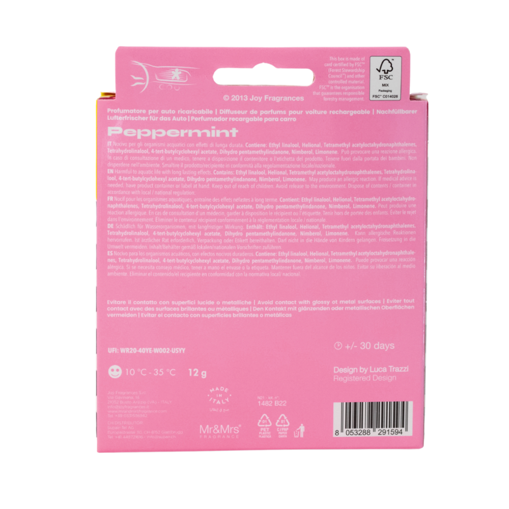 Mr&Mrs Fragrance Niki Red Chrome Peppermint Profumatore per auto ricaricabile - immagine 3