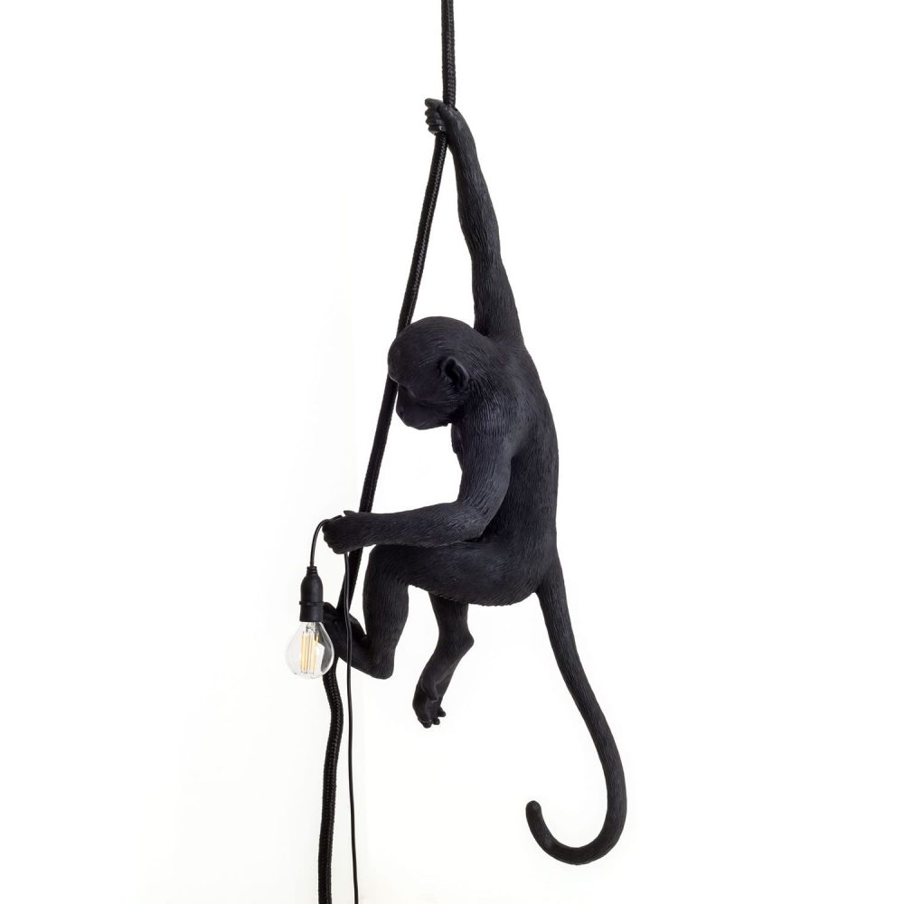 Seletti Lampada monkey lamp nera corda - immagine 3