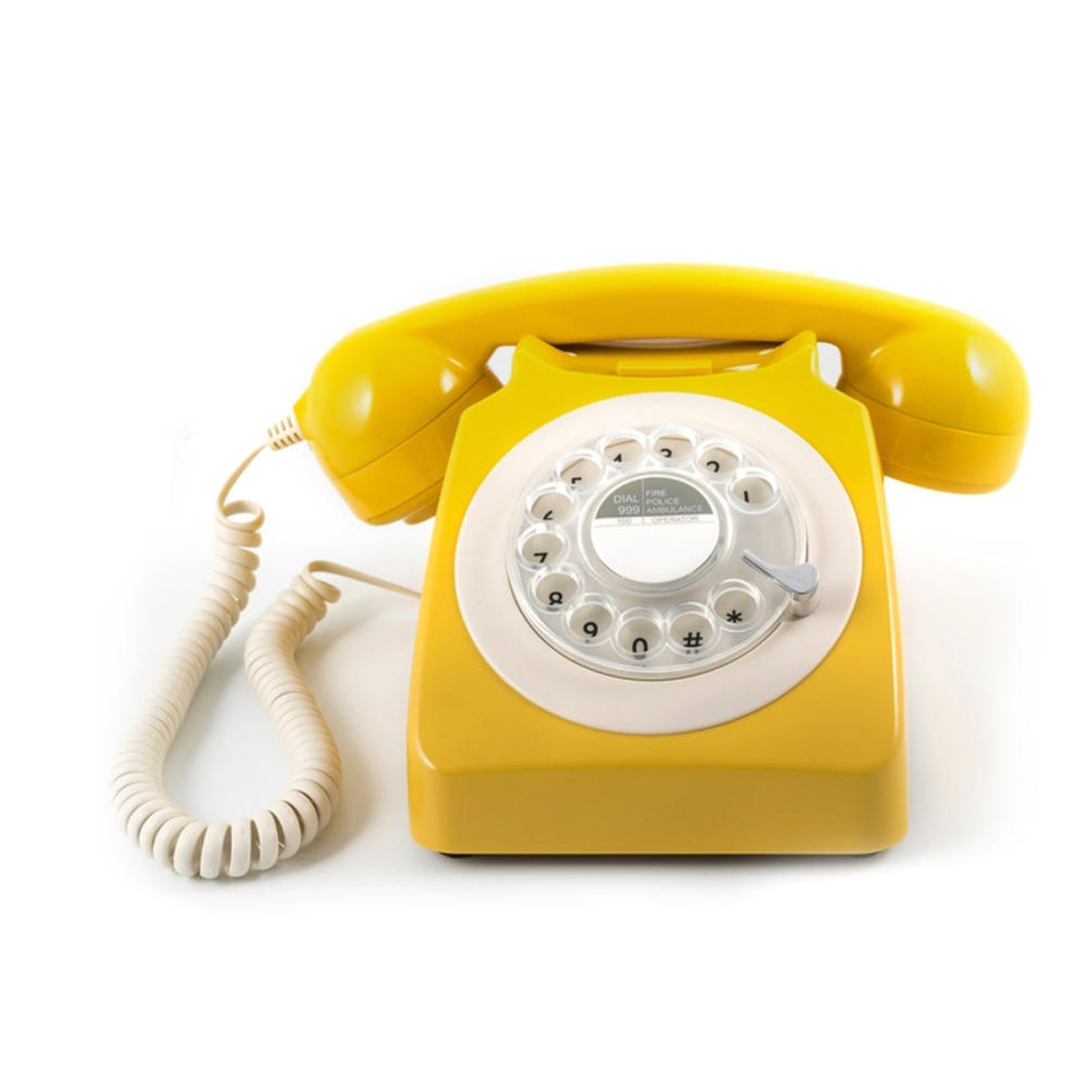 Telefono vintage a disco gpo rotary phone giallo senape
