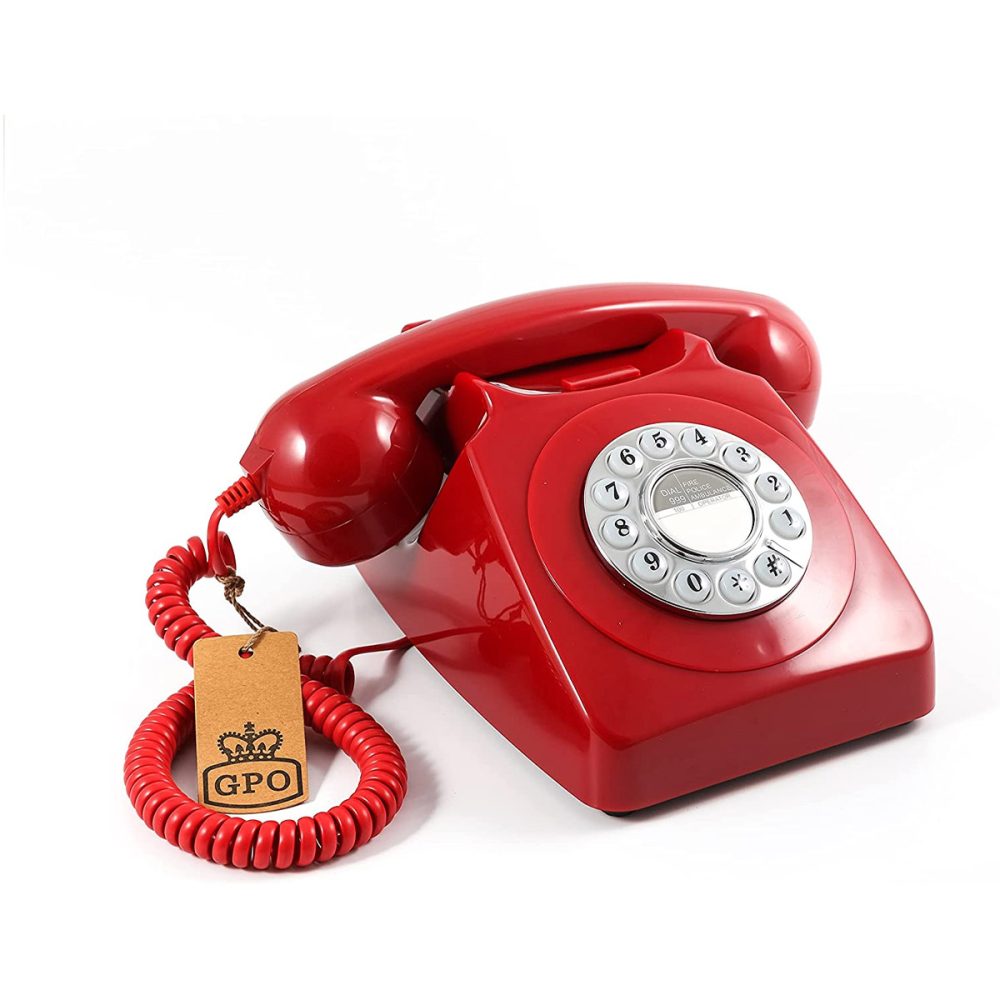 Telefono vintage a disco gpo rotary phone rosso - immagine 2