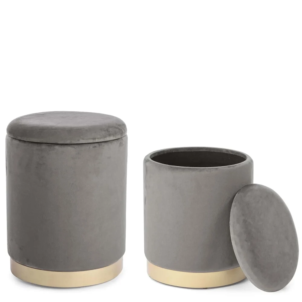 Pouf Bullet contenitore Velluto Grigio - immagine 3