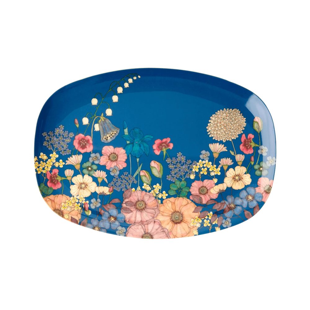 Rice piatto ovale Fiori Blu