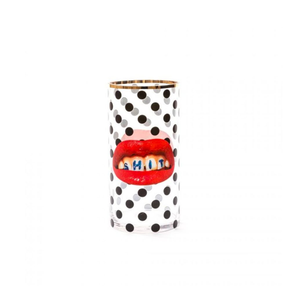 Seletti Toiletpaper vaso in vetro medio cilindro Shit Pois