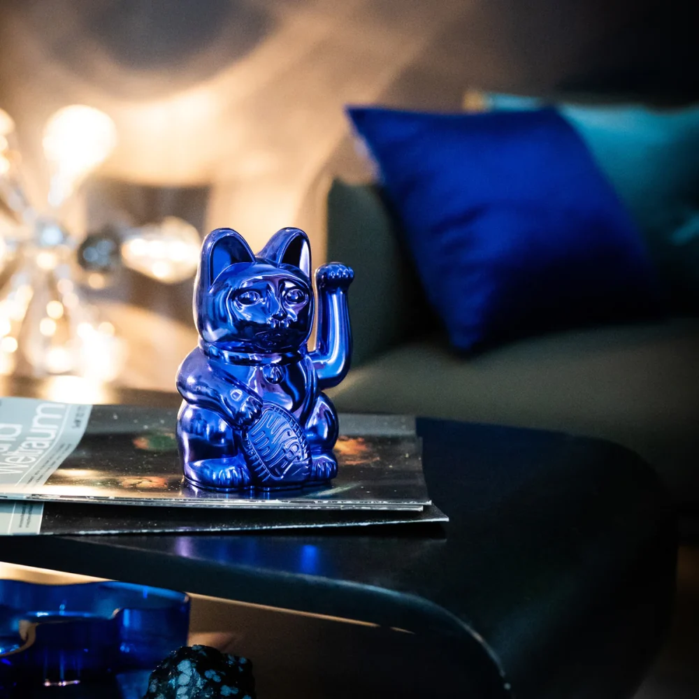 Donkey Maneki Neko Lucky Cat Shiny Blue - immagine 2