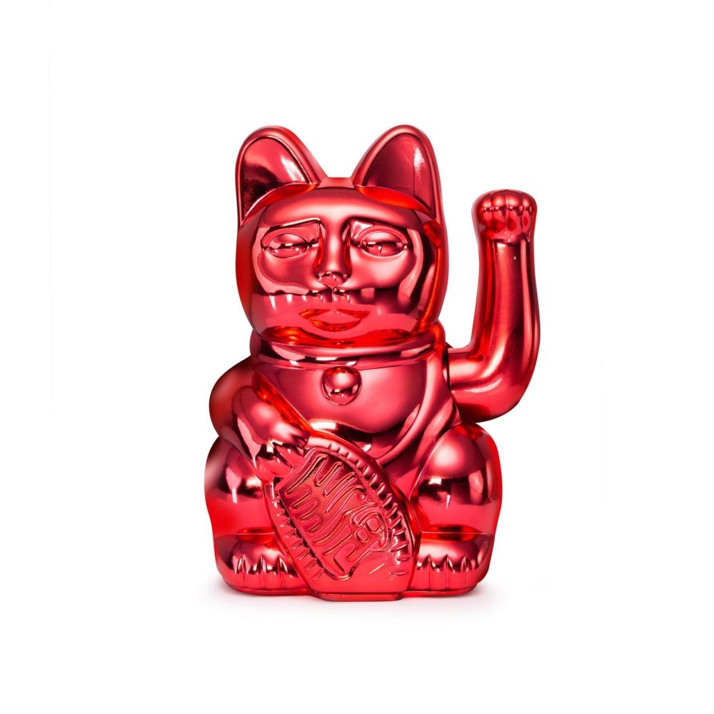 Donkey Maneki Neko Lucky Cat Shiny Red