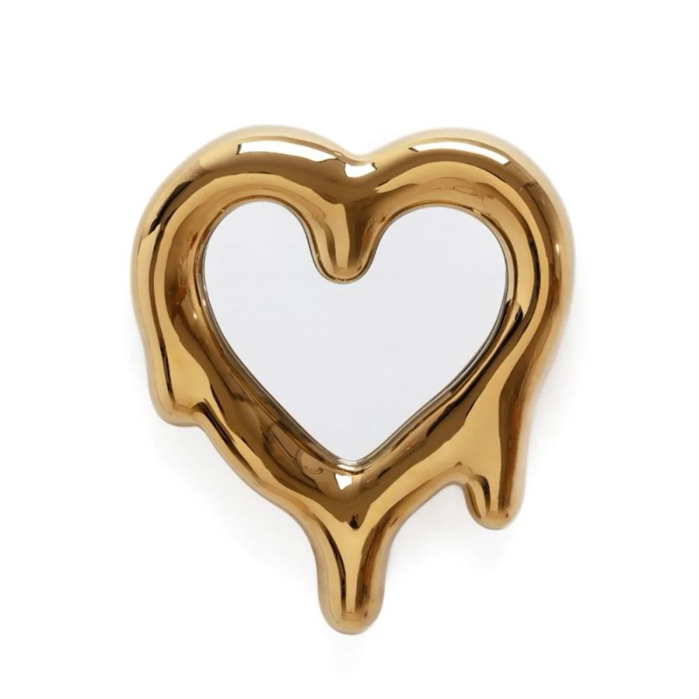 Seletti Specchio Cornice in porcellana Melted Heart Oro