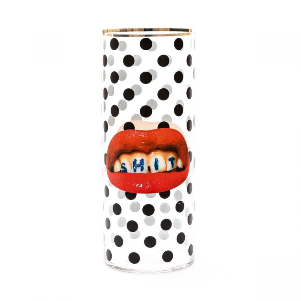 Seletti Toiletpaper vaso in vetro grande cilindro Shit Pois
