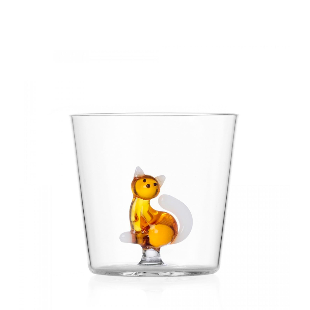 Ichendorf Tabby Cat Bicchiere Gatto ambra coda Bianca
