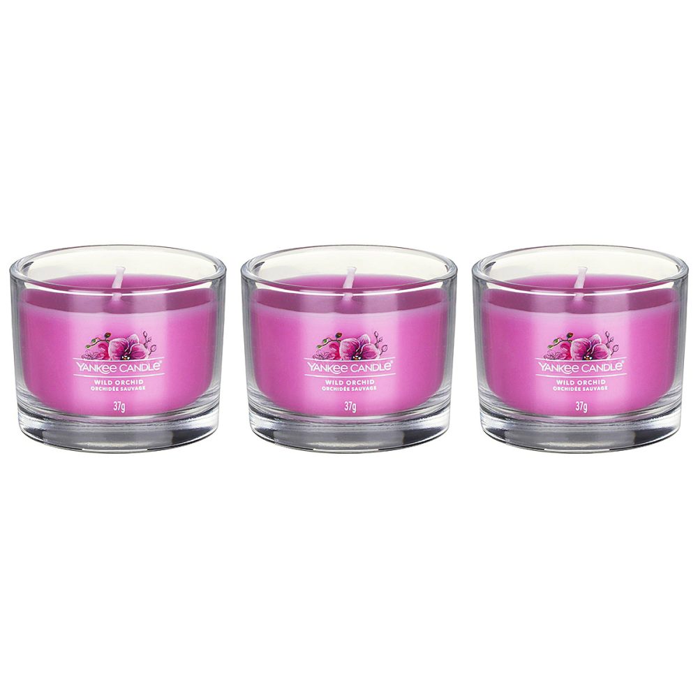 Yankee Candle Signature Wild Orchid Candele Votive in vetro confezione da 3