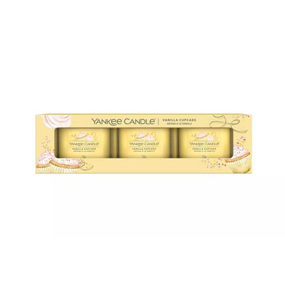 Yankee Candle Signature Vanilla Cupcake Candele Votive in vetro confezione da 3